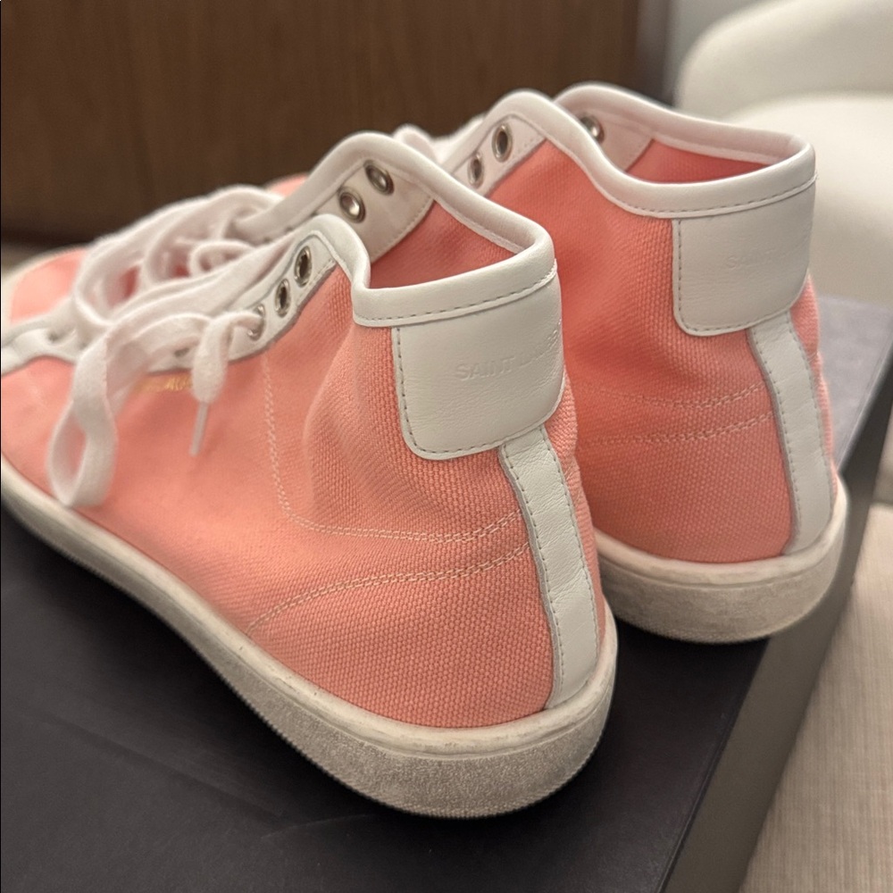 Saint Laurent Pink and White High-Top Sneakers - Picture 3 of 4